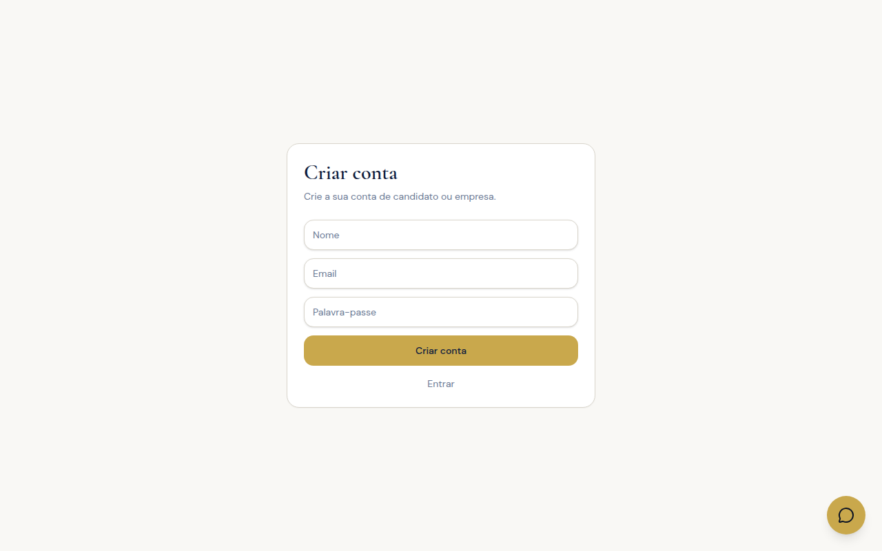 Registo de candidato