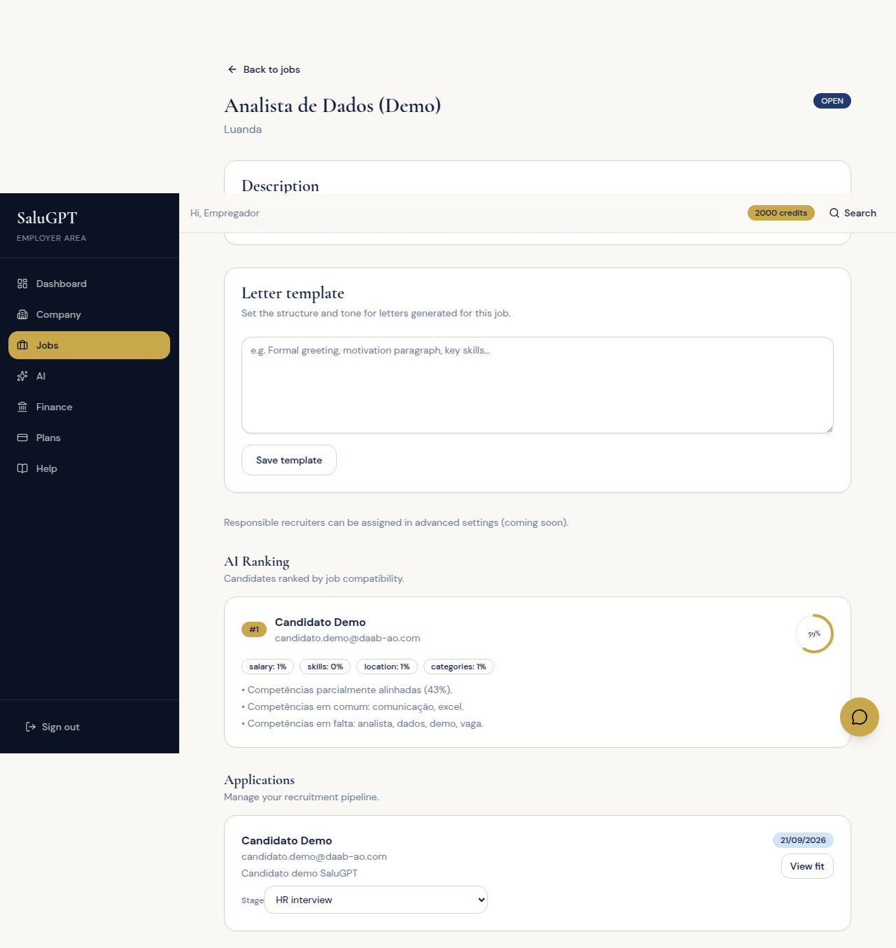 Job detail with ranking