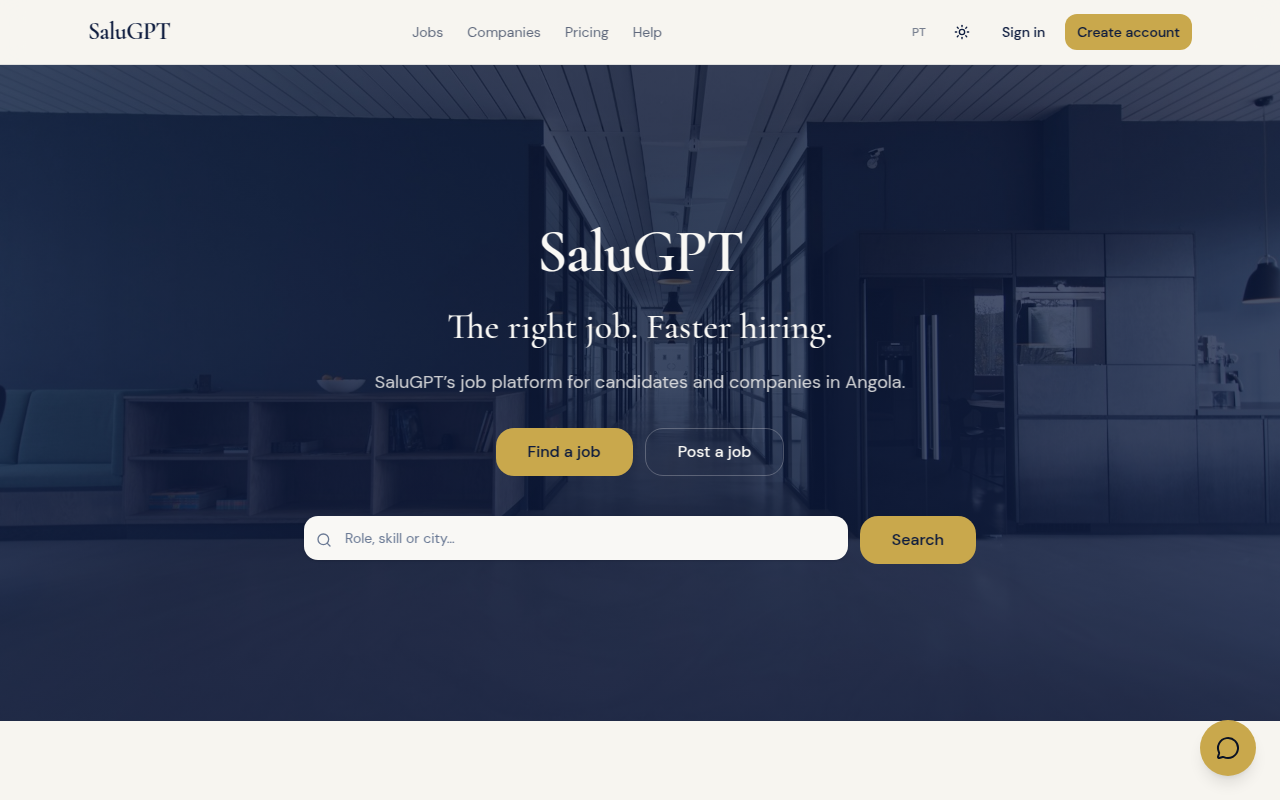 SaluGPT home page
