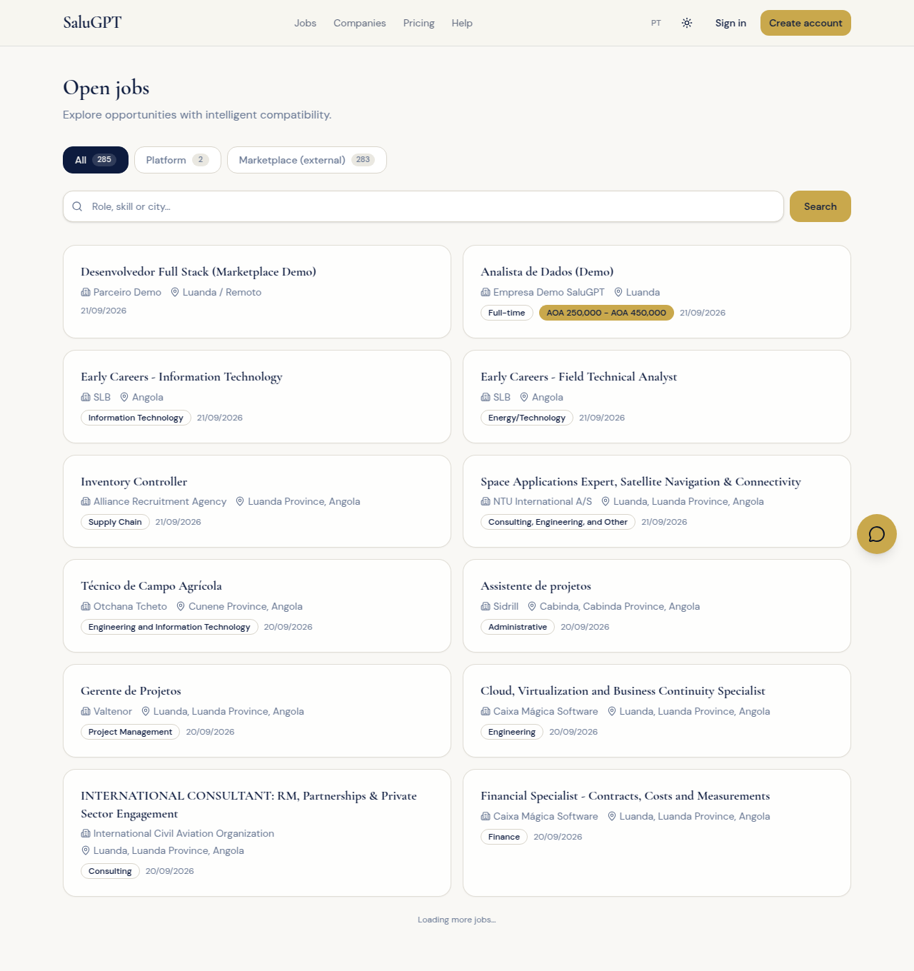 Job list